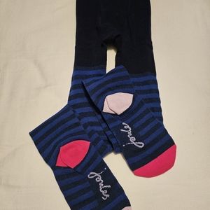 Joules, Girls Tights, Blue Stripes, Size 9 - 10